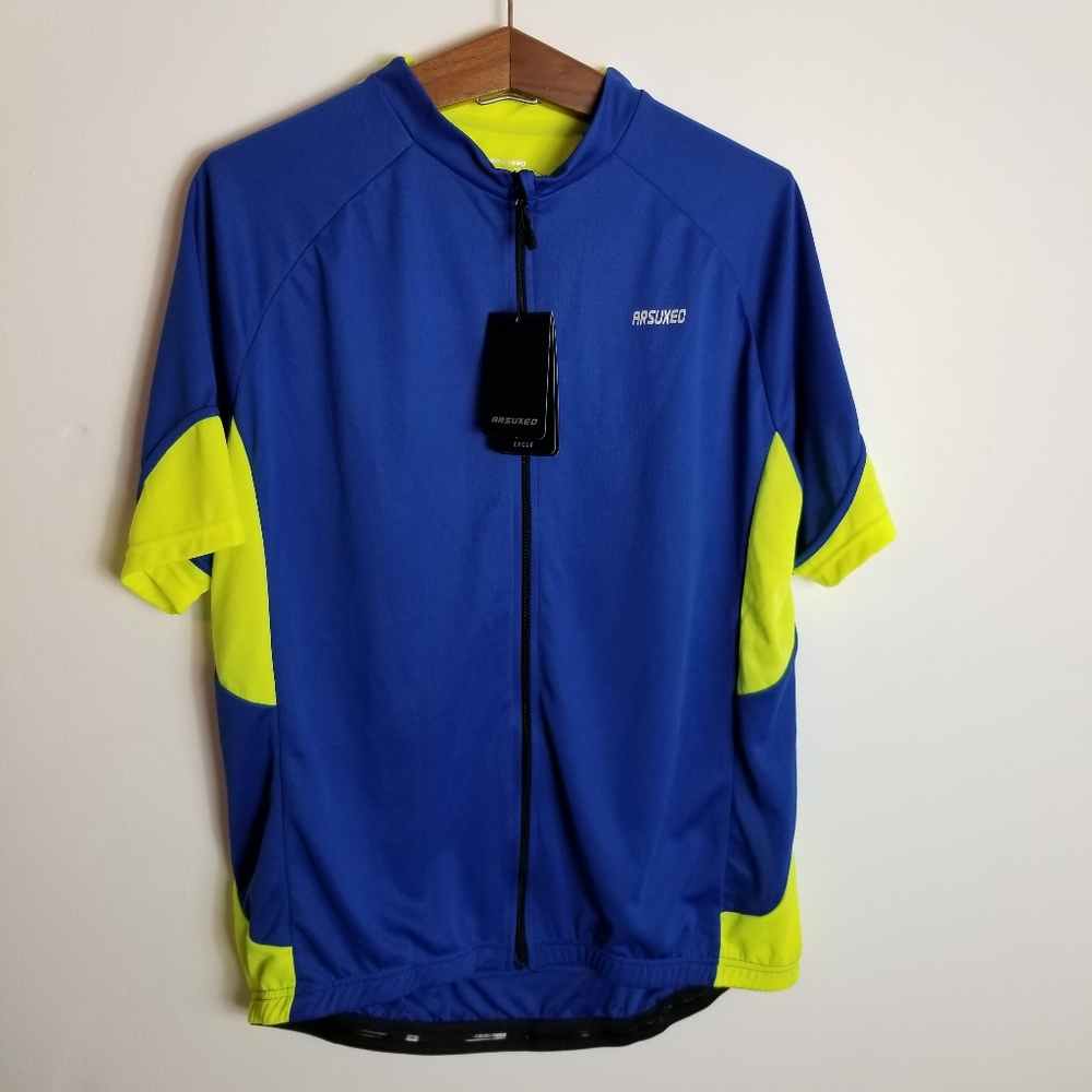 Arsuxeo Full Zip Short Sleeve Cycling Jersey Shirt NWT